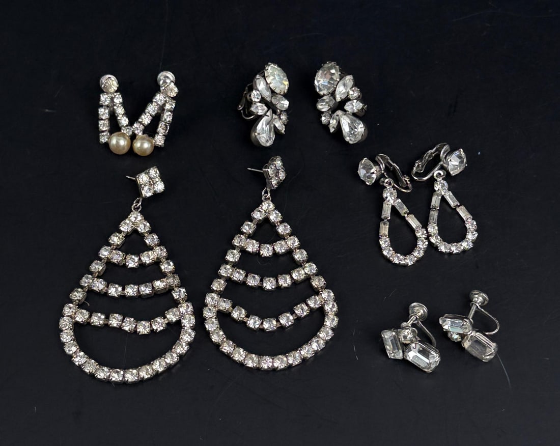 Collection of Rhinestone Costume Jewelry Earrings (1 of 3)