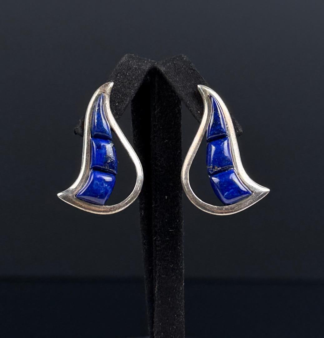 Jay King Desert Rose Trading Lapis Lazuli Earrings: Sterling Silver. 1 1/4" long. 8.28 grams.