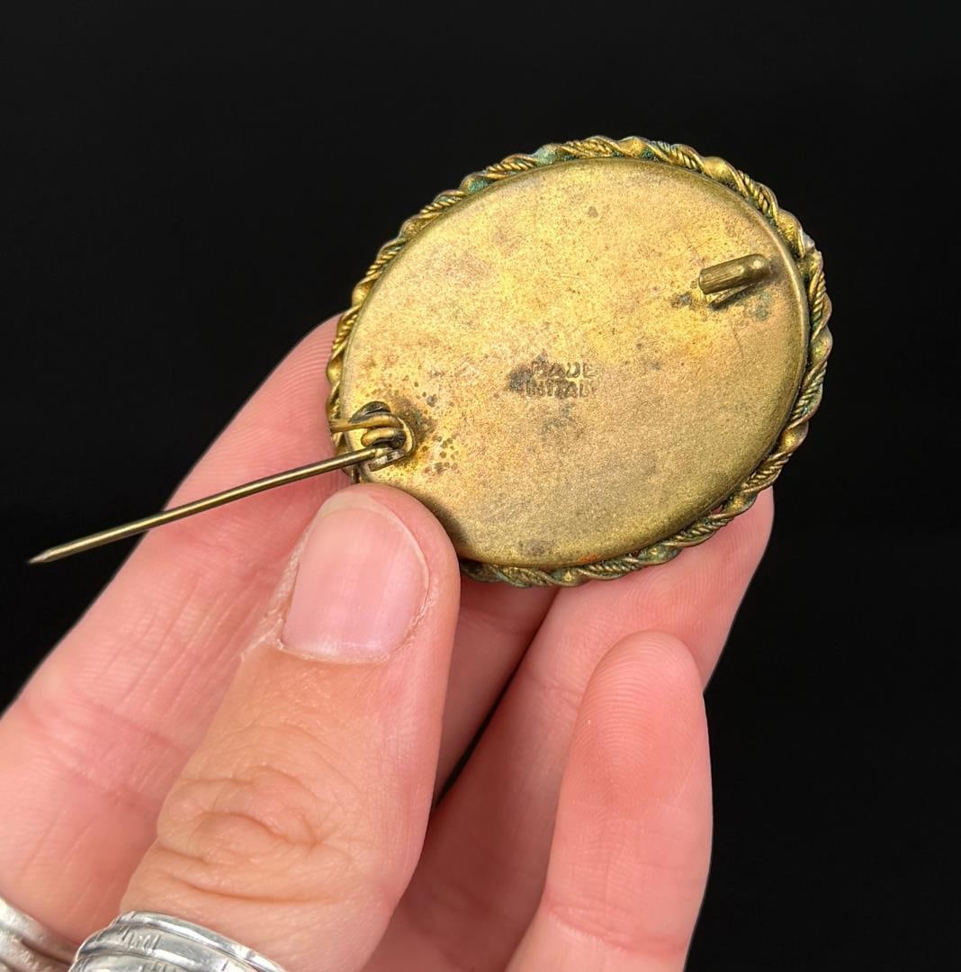 Antique Italian Micro Mosiac Brooch: 1 1/4" by 1 1/2".