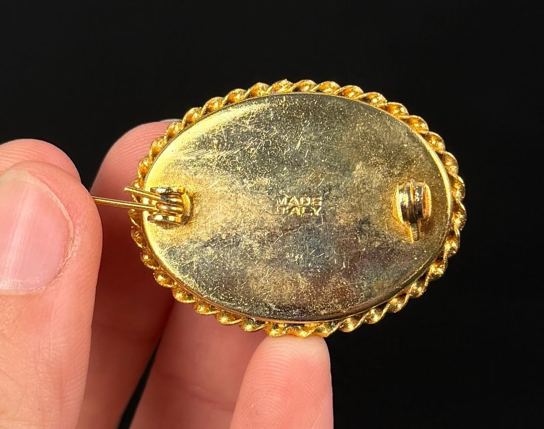 Antique Italian Micro Mosiac Brooch: 1" by 1 1/2".