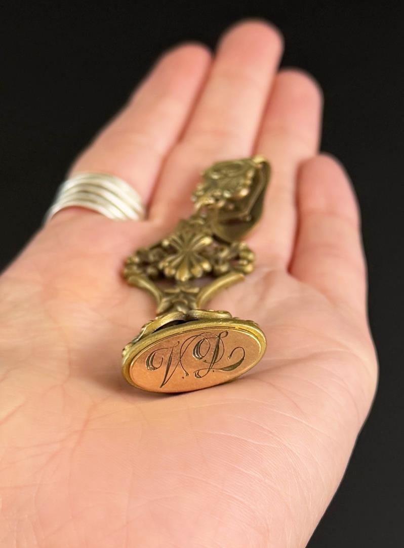 Victorian Gold Filled Watch Fob: 3" long. Gold filled tip, total weight is 16.53 grams. Monogrammed.
