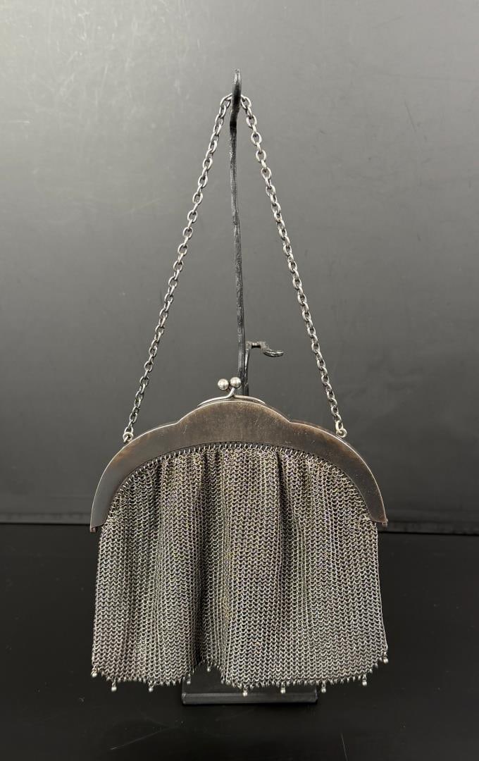 Art Deco Mesh Flapper Purse: 7 1/8" by 11 1/4".