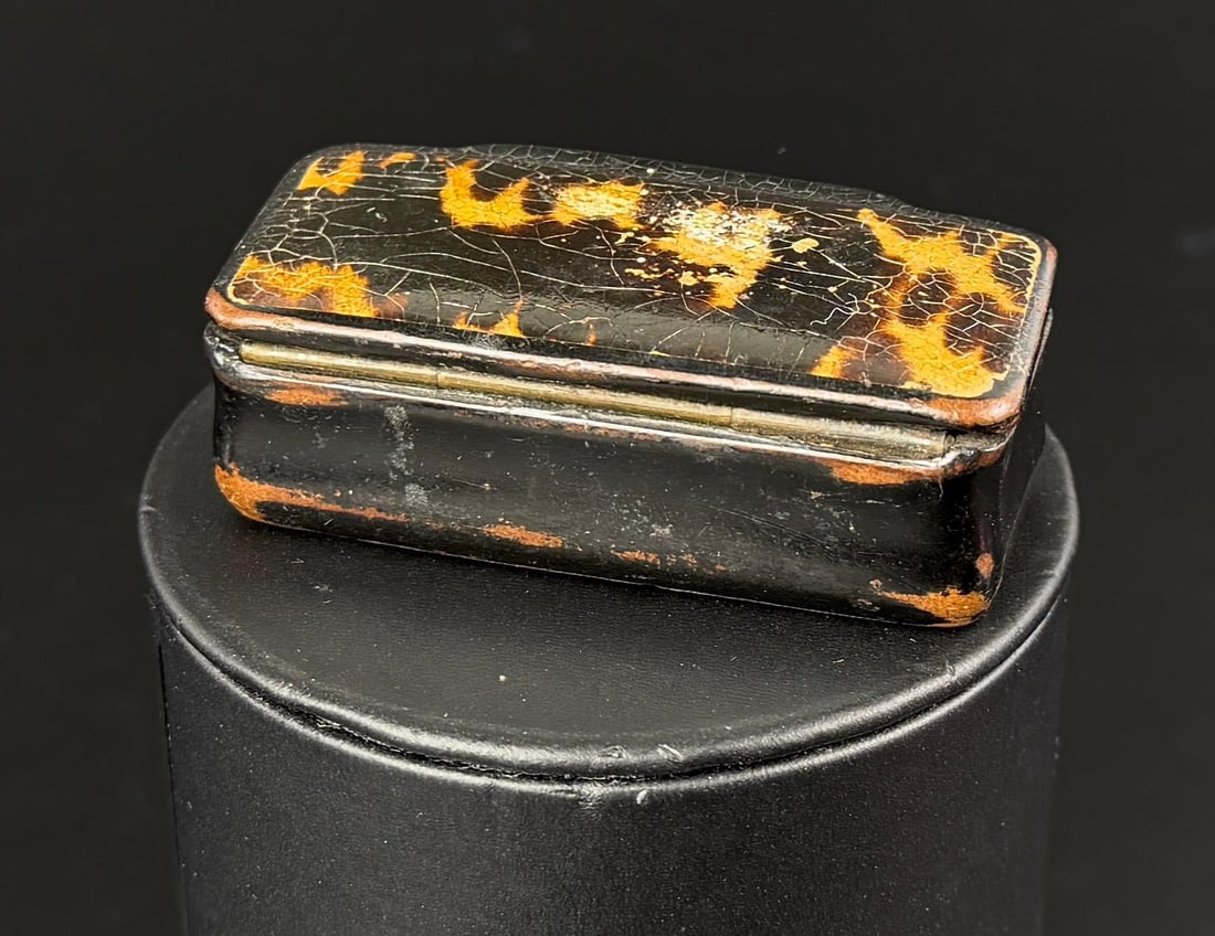 Tortoise Pattern Paper Mache Snuff Box - 3