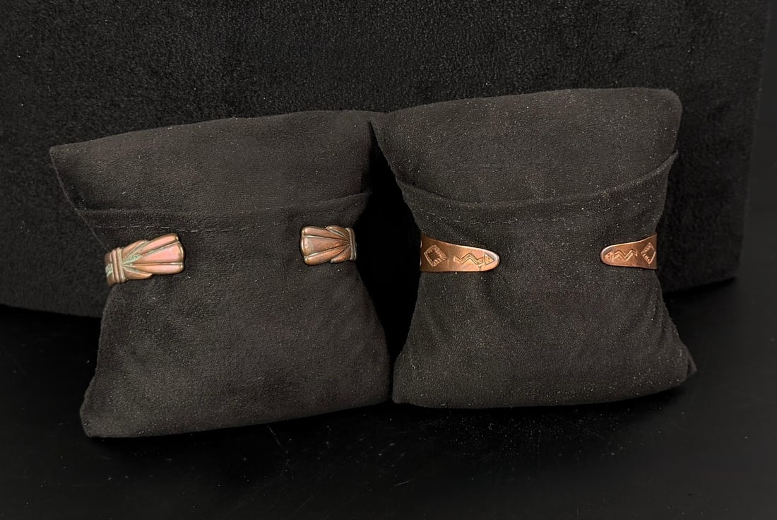 Fred Harvey Era Navajo Copper Bracelets: 5 1/2" to 5 3/4" inner circumference.
