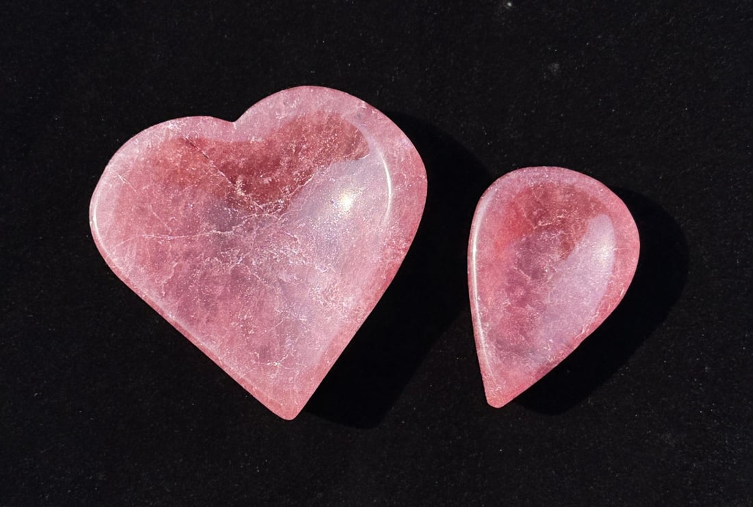 Rhodochrosite Carved Heart Teardrop Caches (1 of 4)
