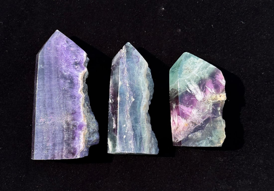 Rainbow Fluorite Crystal Tower Obelisks: 621 grams total.