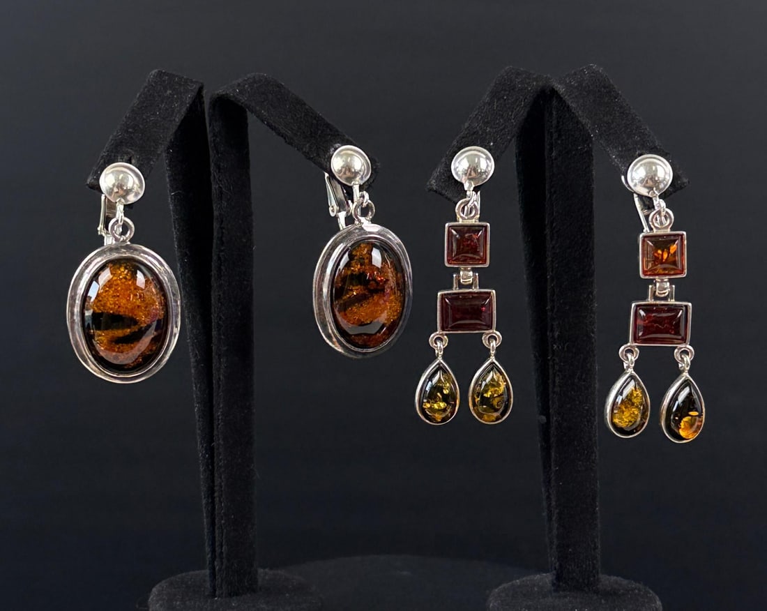 Sterling Silver Baltic Amber Earrings (1 of 5)