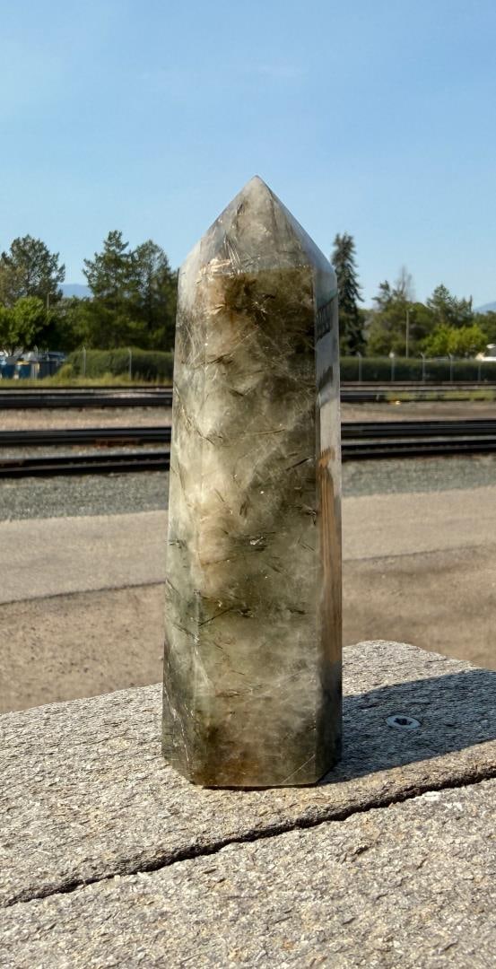 Prehnite Green Epidote Crystal Tower Obelisk (1 of 5)