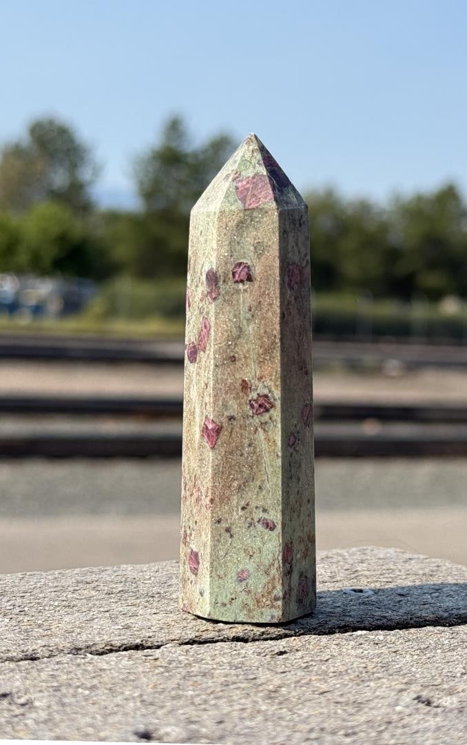 Ruby Fuchsite Crystal Tower Obelisk (1 of 5)