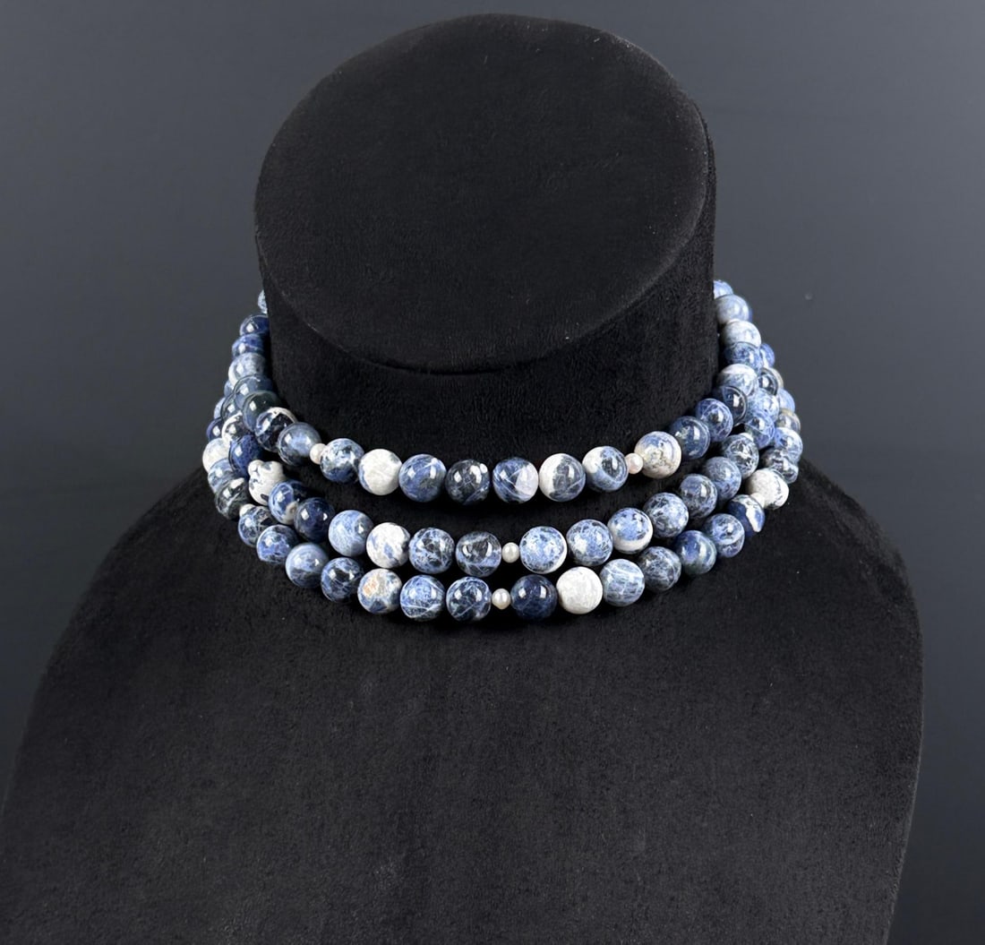Polished Sodalite Triple Strand Necklace (1 of 6)