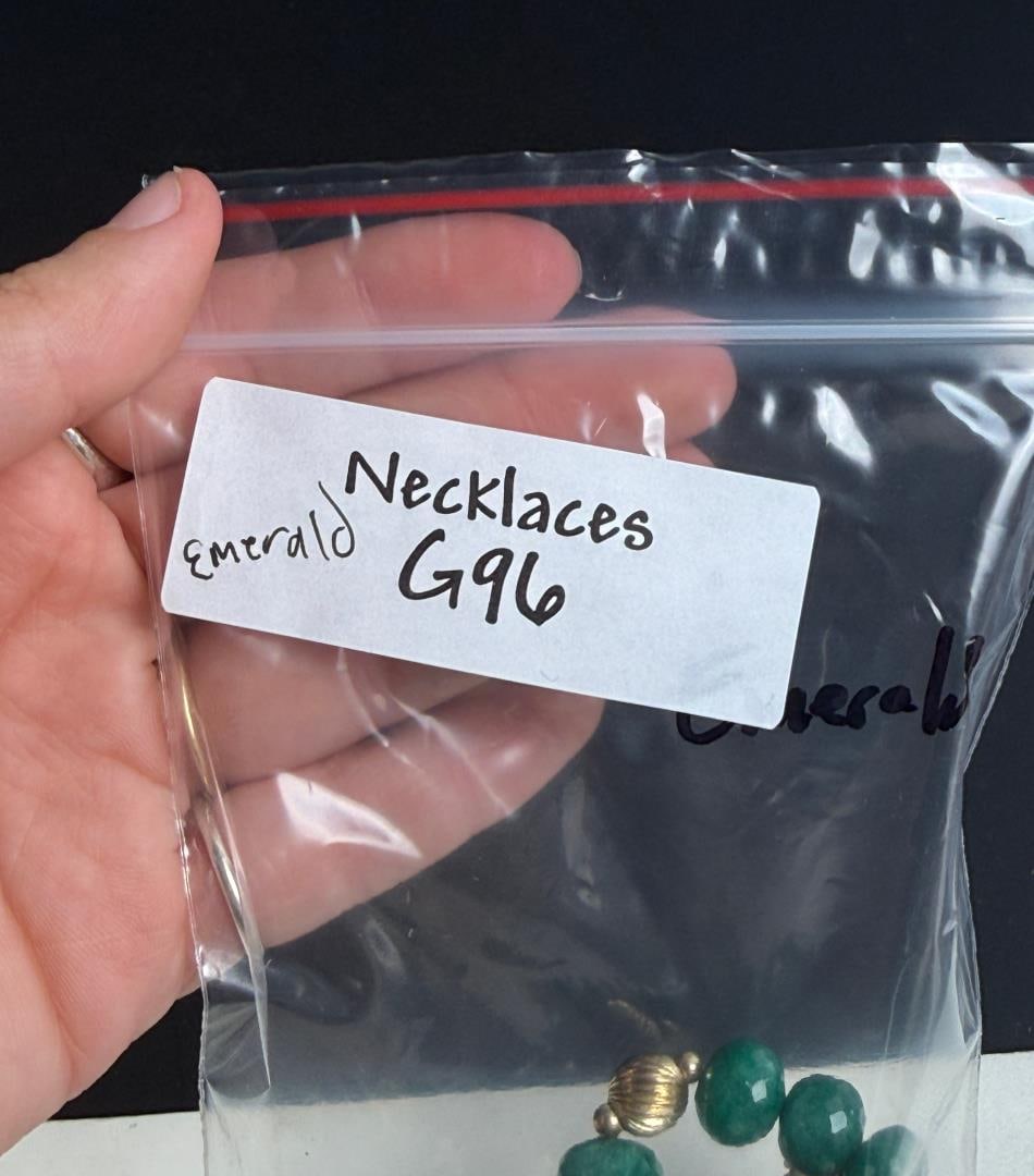 Faceted Emerald Necklace and Earrings - 10