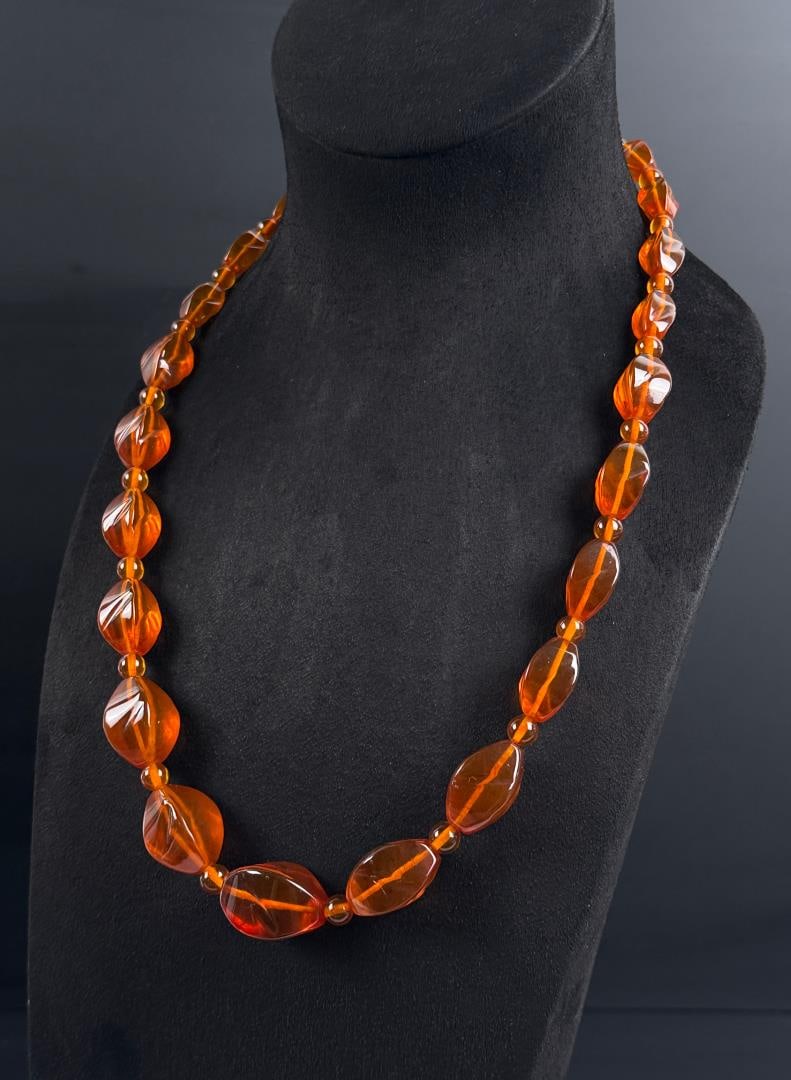 Graduated Carved Baltic Amber Necklace (1 of 4)