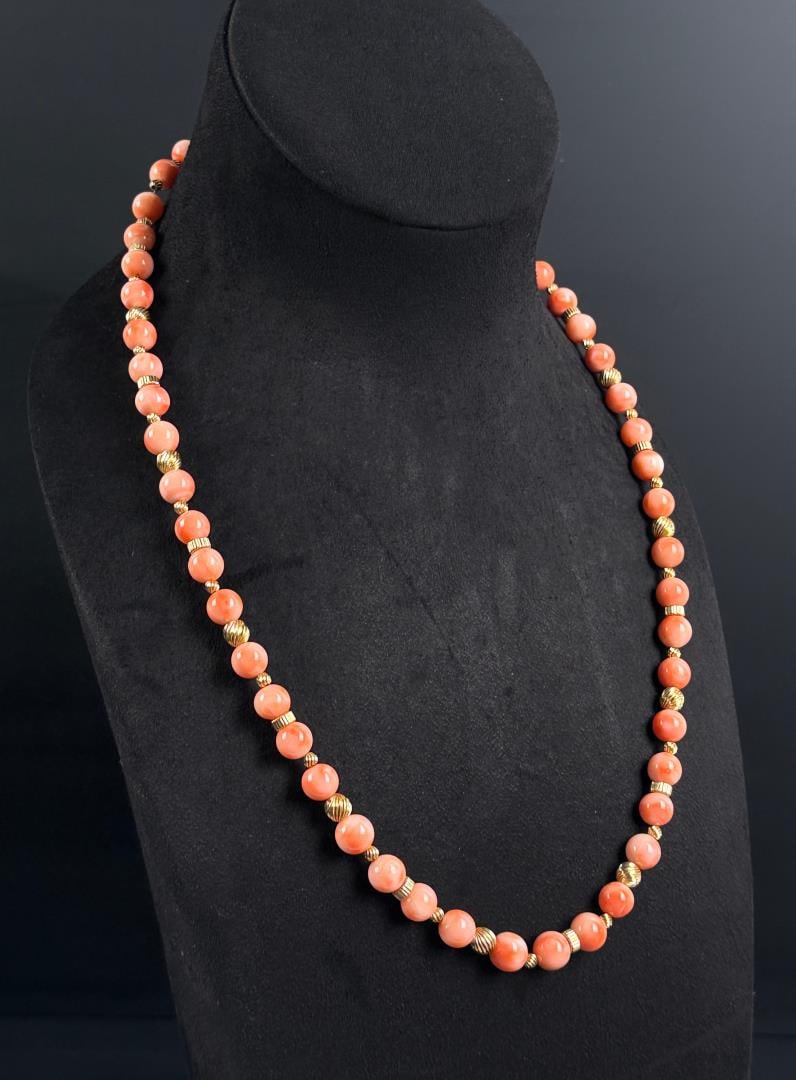 Angel Skin Coral Beaded Necklace (1 of 4)