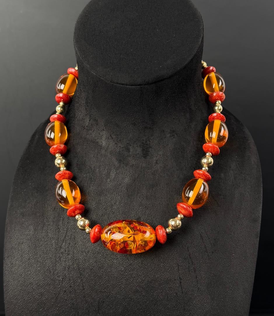 Baltic Amber Coral Necklace (1 of 7)