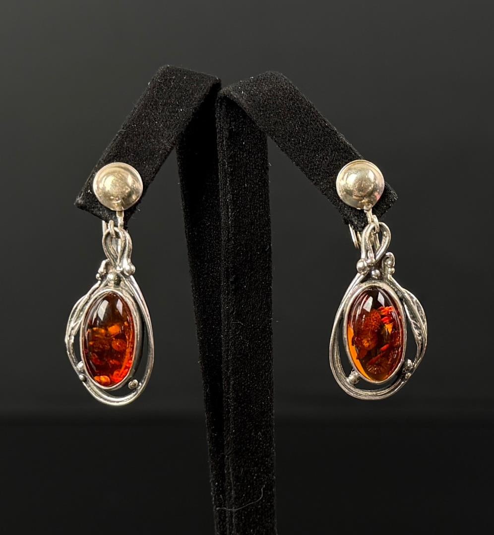 Sterling Silver Baltic Amber Earrings (1 of 5)