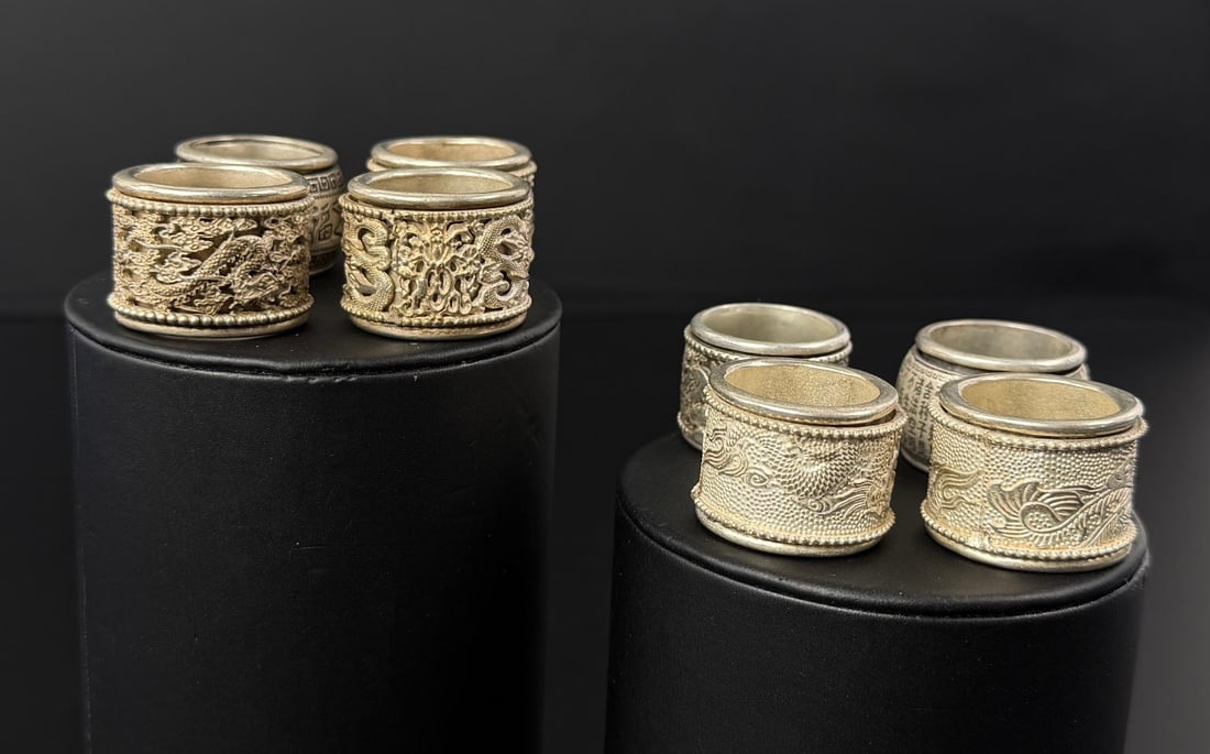 Group of Tibetan Archer Thumb Rings: Nice grouping.