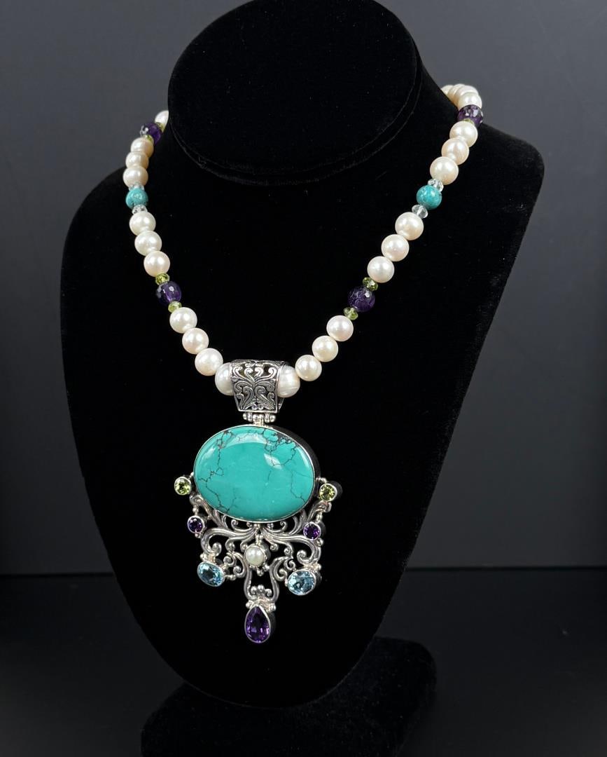 Sterling Silver Turquoise Gemstone Necklace (1 of 6)
