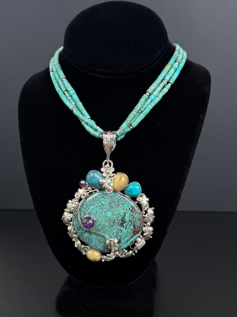 Sterling Silver Turquoise Necklace (1 of 7)
