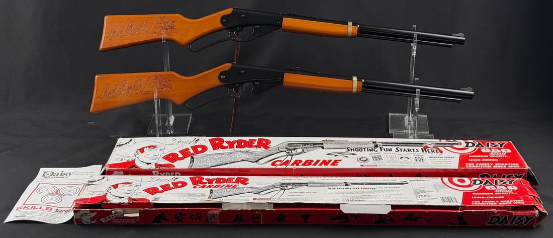 Group of Daisy Red Rider Carbine BB Rifles: Lot of 2 with original boxes. No sales to the following areas: States/Territories: ? Delaware ? Illinois ? Michigan ? Minnesota ? New Jersey ? Rhode Island ? US Virgin Islands Cities: ? Stratford,