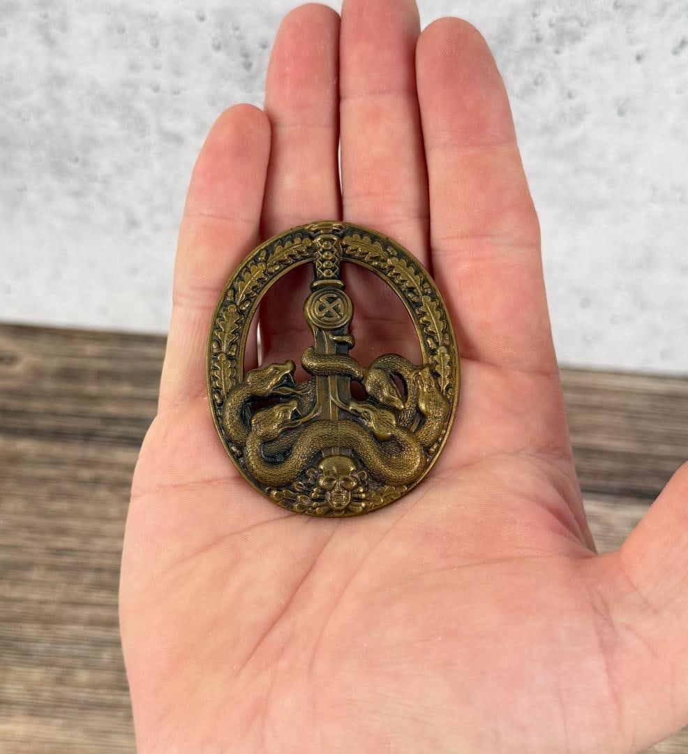 WW2 German SS Anti Partisan Badge: Believed to be post war manufacture made in the UK. 2" by 2 1/8".