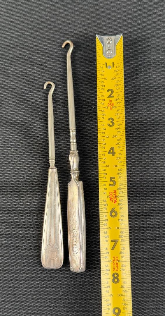 Sterling Silver Handle Shoe Button Hooks - 6