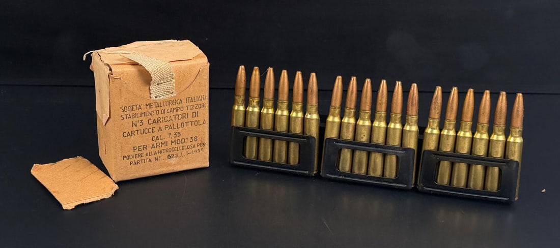 WW2 Italian Carcano Rifle Ammo: California and New York Shipments Requires this lot to be sent to an FFL Dealer.