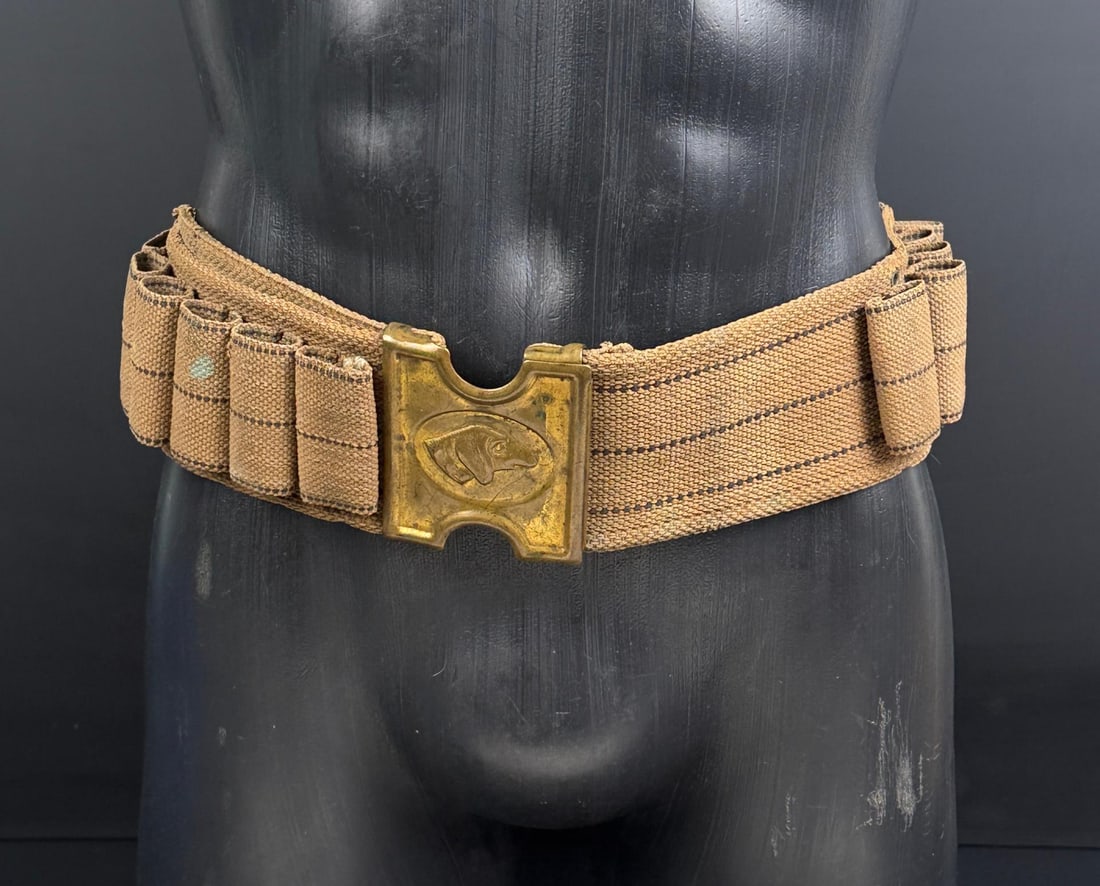 Indian Wars Dog Head Anson Mills Cartridge Belt: Nice example.