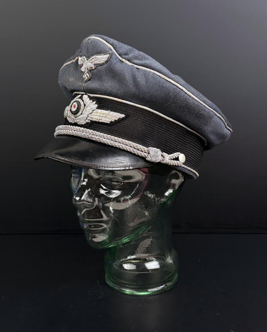 WW2 German Luftwaffe Officer Visor Cap: Worn as shown.