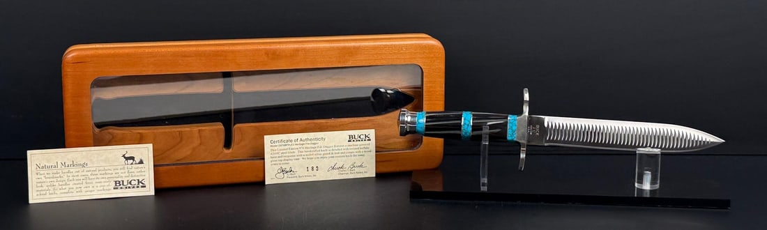 Buck 976 Turquoise Heritage File Dagger Knife: New in case with COA. 10 7/8" long. 123/250.