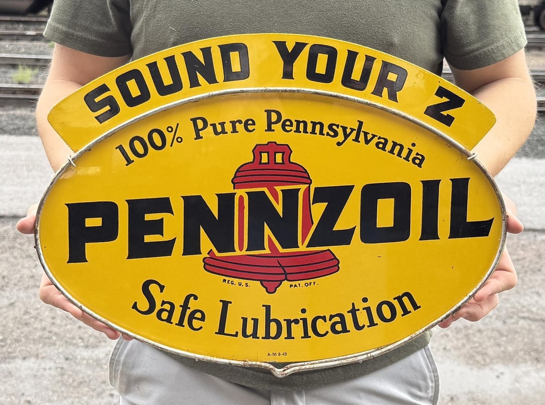 Pennzoil Sound Your Z Sign: Dated 1949, 12 1/4" by 16 1/2".