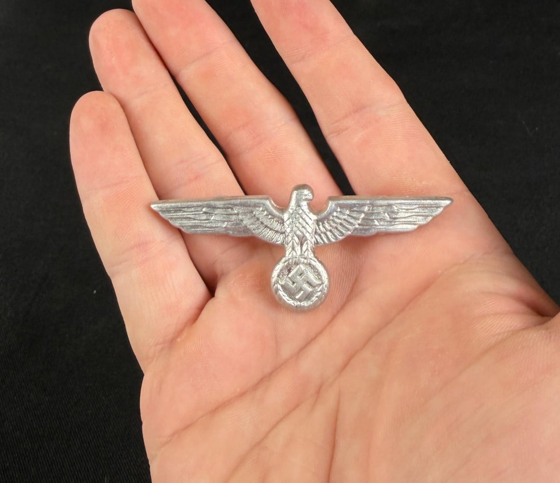 WW2 German Heer Army Aluminum Visor Eagle: 2 1/2" long.