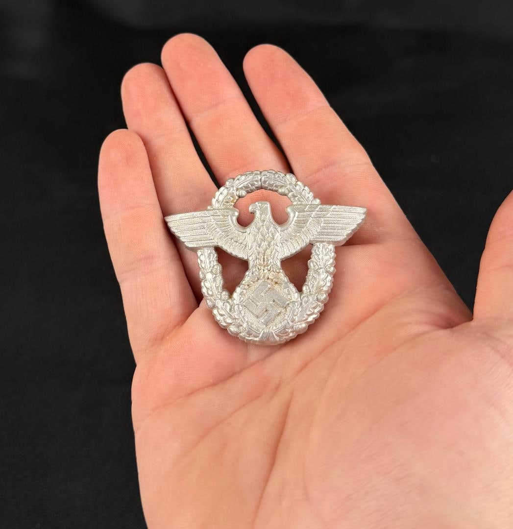 WW2 German Order Police Visor Cap Eagle: 1 3/4" by 2"