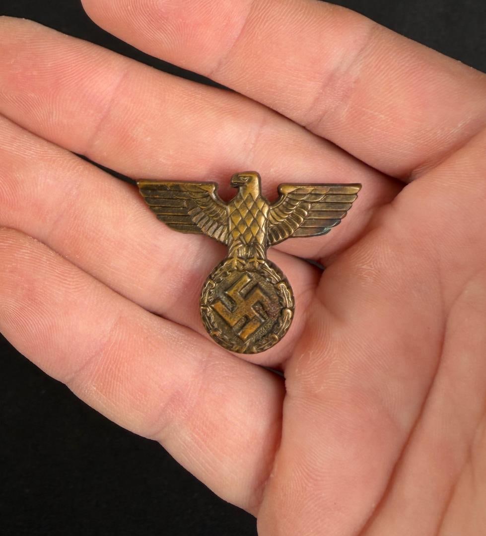 WW2 German Reichsbahn Railroad Visor Cap Eagle: 1" by 1 3/8"