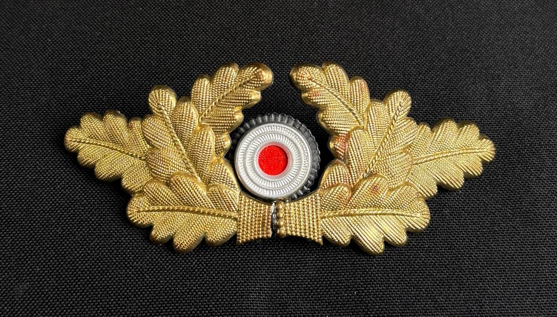 WW2 German NSDAP Political Leader Visor Cap Wreath: 4" by 1 1/2"
