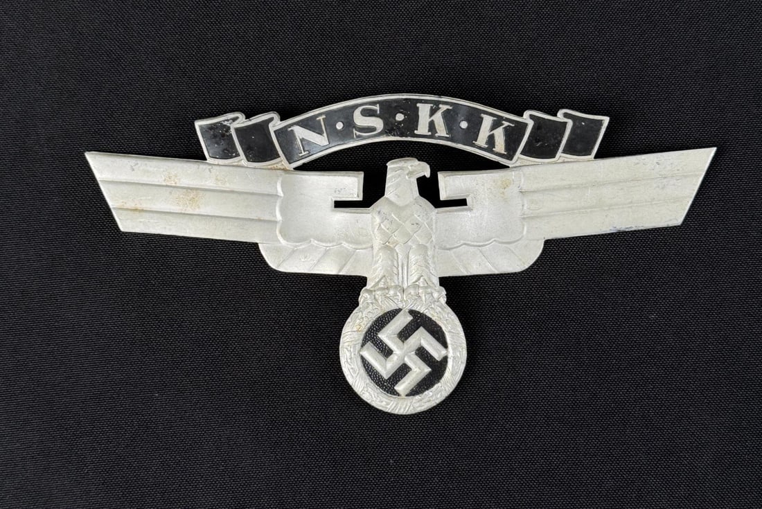 WW2 German NSKK Crash Helmet Emblem Insignia: 7 1/8" by 3 1/2".