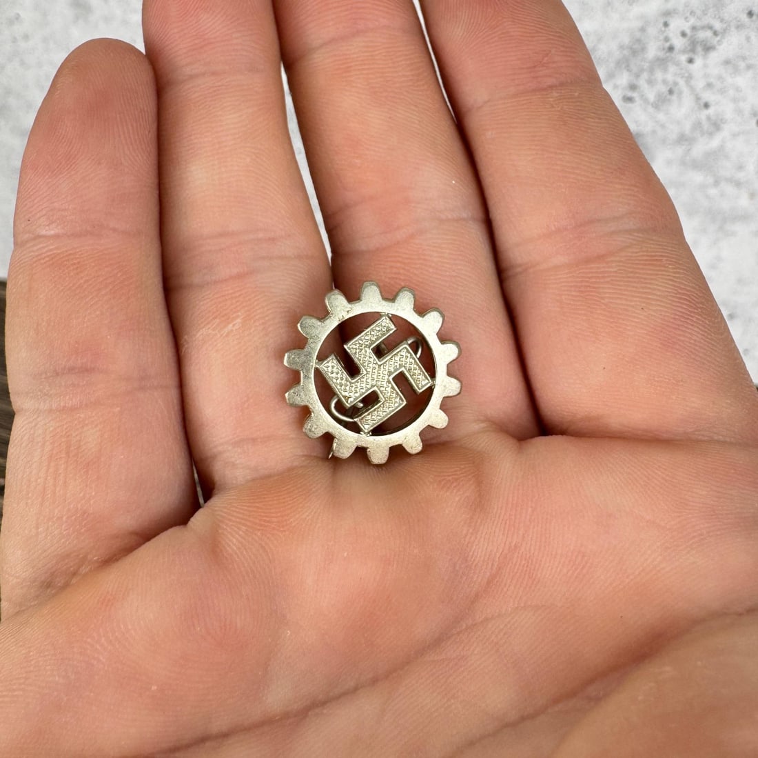 WW2 German DAF Lapel Pin: 5/8" diameter.