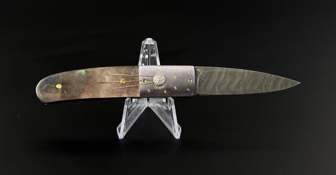 W.D. Pease Mother of Pearl Damascus Pocket Knife (1 of 6)