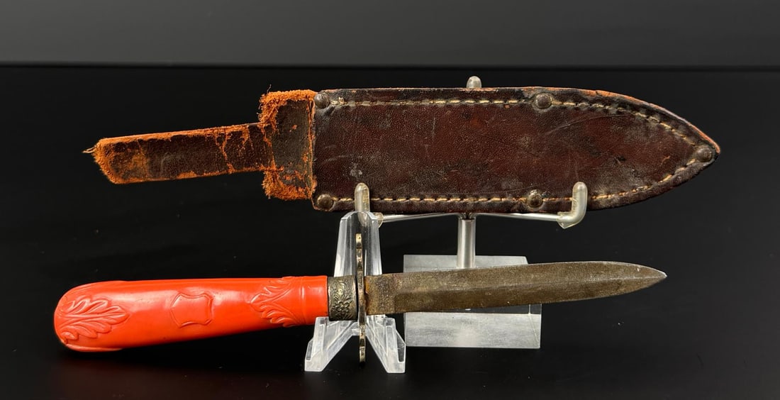 Pribyl Brothers Coral Handle Prostitute Dagger: 7" long.