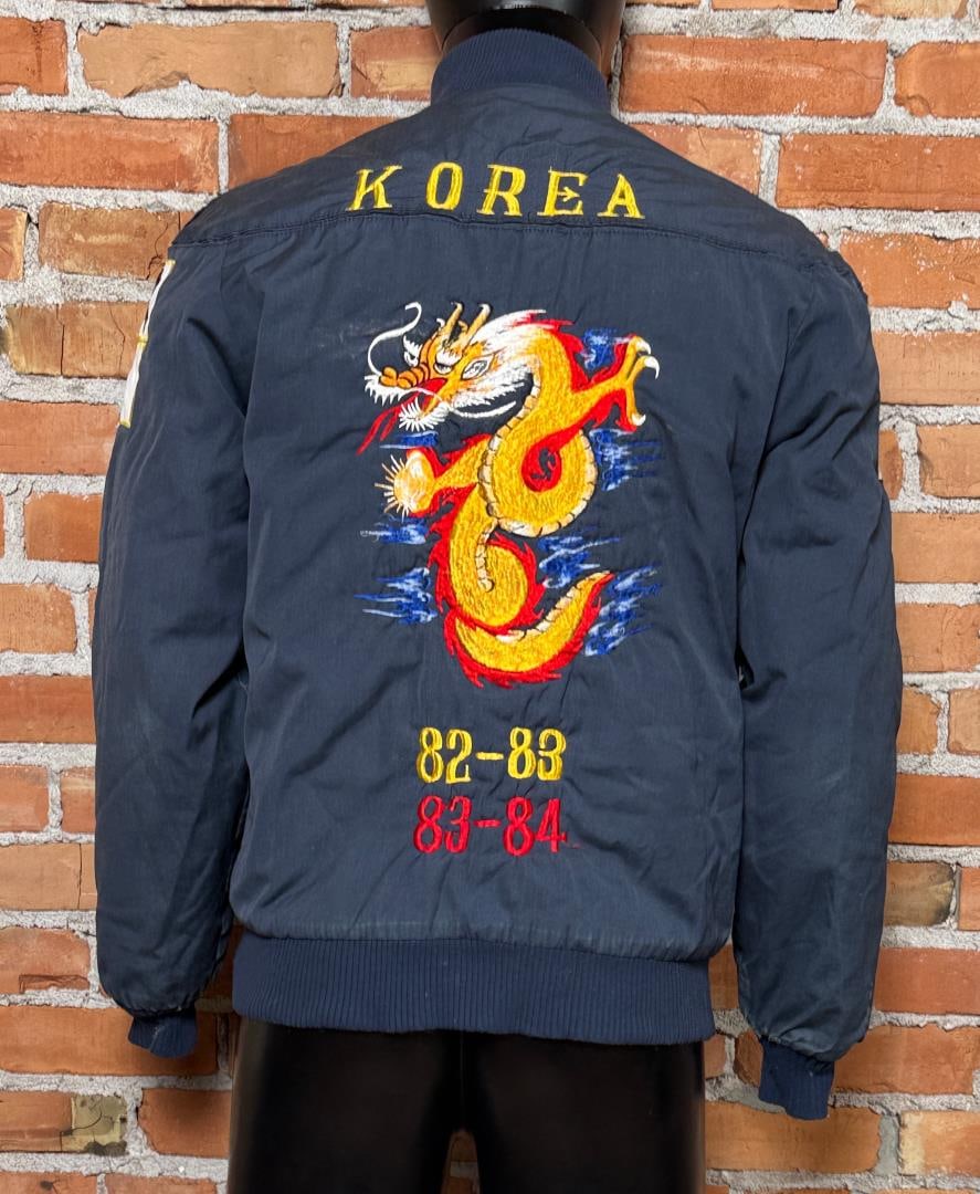 Korea US Army Military Police Sukajan Jacket: Tagged size medium, embroidered on a vintage Towncraft Jacket. Named to a Burton, and embroidered as Military Police. Complete with patches from South Korea, Japan, Mexico, Canada and the United State