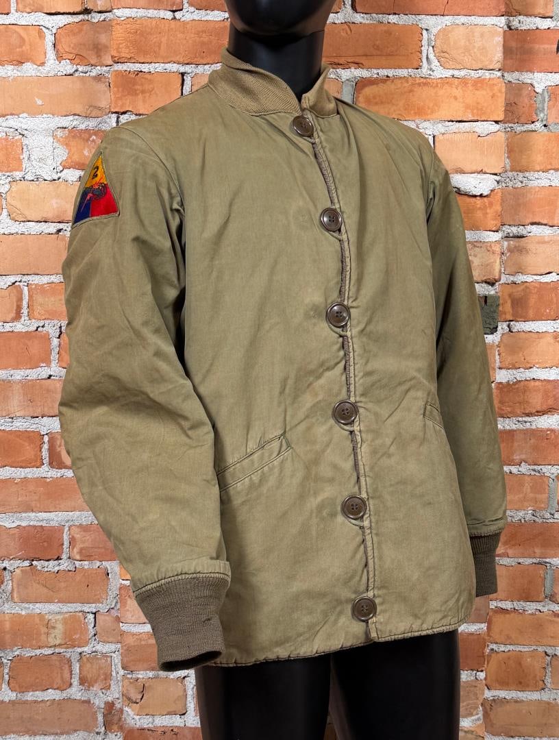 WW2 US Army M43 Field Jacket Pile Liner: Size 36L. 2nd Armored Division Hell on Wheels and 82nd Airborne Division Patches. Named on the tag to a Hrenchir.