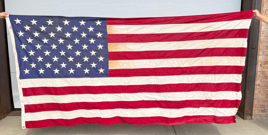50 Star American US Flag: 56 1/2" by 109". All Cotton, Manufactured by Valley Forge.