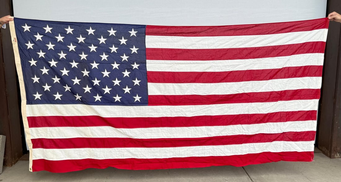 50 Star US American Flag: 54 1/2" by 113". All cotton, made by Valley Forge.