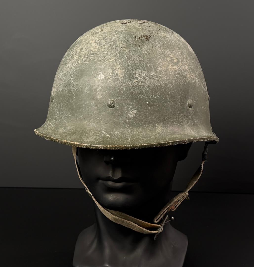 Gulf War Desert Storm Iraqi M80 Helmet: Nice example with liner, straps and paper HHD Jihm Label.