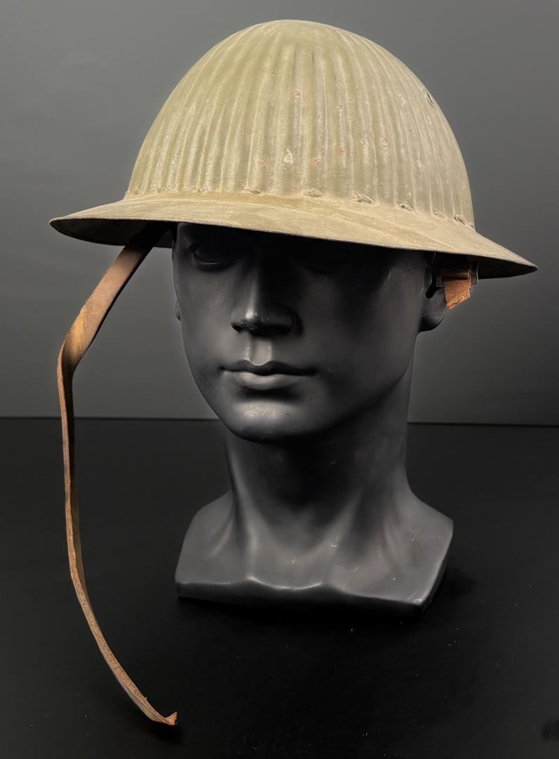 WWI WW1 Portuguese Legion M1916 Helmet: Nice fluted steel helmet with liner.