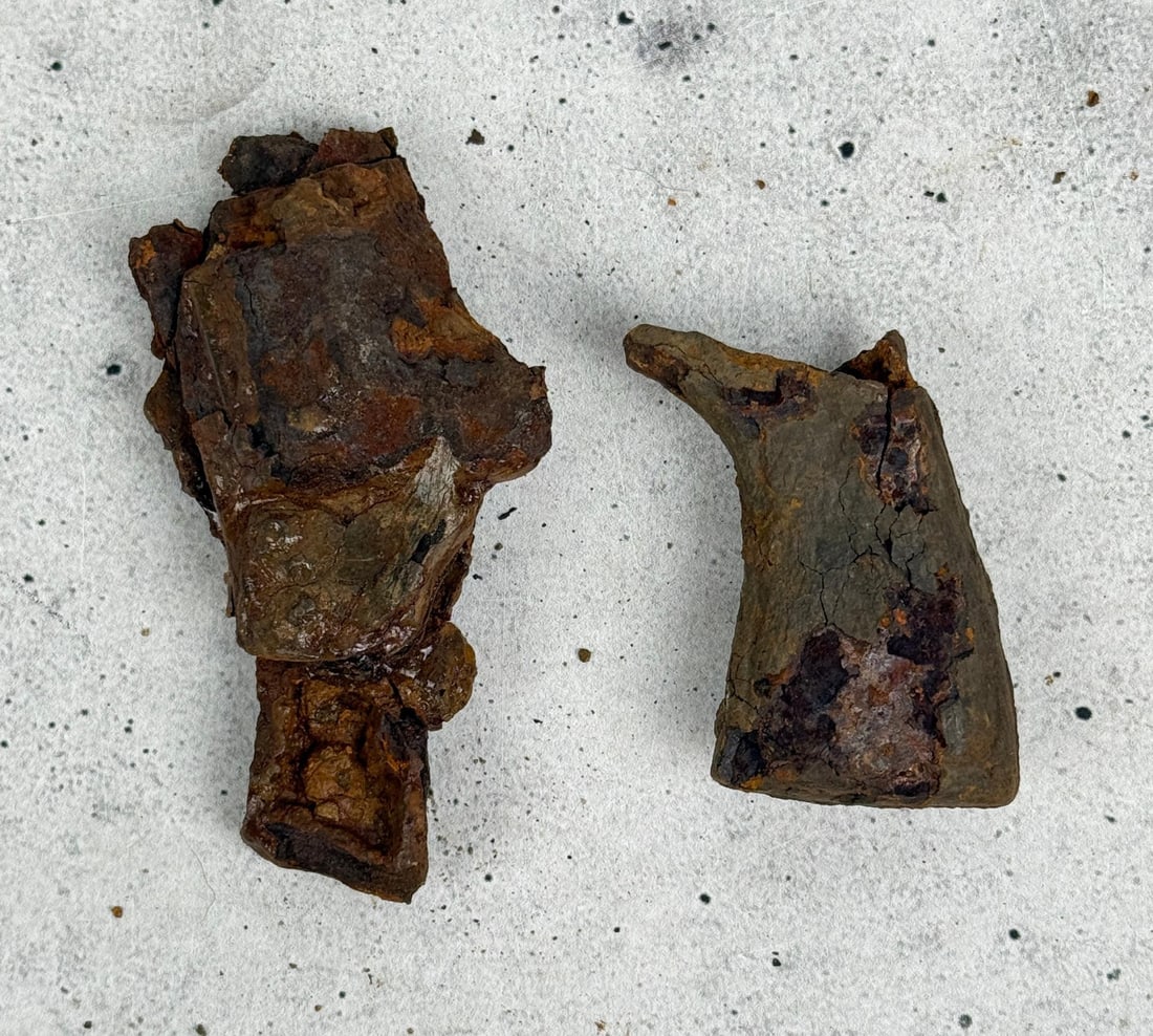 Civil War Tucker Sherrard Revolver Relics: Largest is 1 7/8" by 3". Provenance: EX-Texas Civil War Museum, Fort Worth TX. Tucker, Argyle William (1832?1910). Argyle William Tucker, early settler, was born to Laban E. and Nancy Tucker on Septem