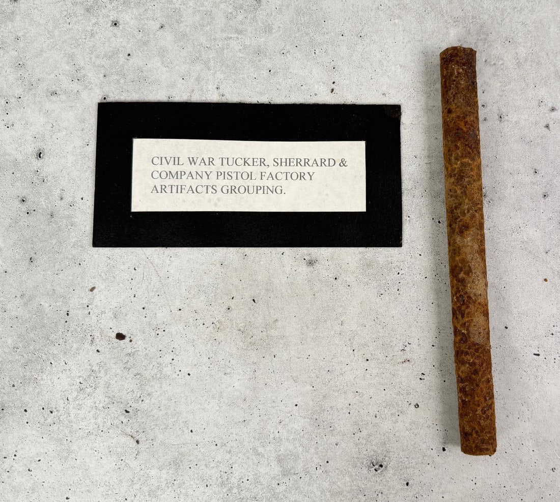 Civil War Tucker Sherrard Revolver Relic: 11" long. Provenance: EX-Texas Civil War Museum, Fort Worth TX. Tucker, Argyle William (1832?1910). Argyle William Tucker, early settler, was born to Laban E. and Nancy Tucker on September 8, 1832, in