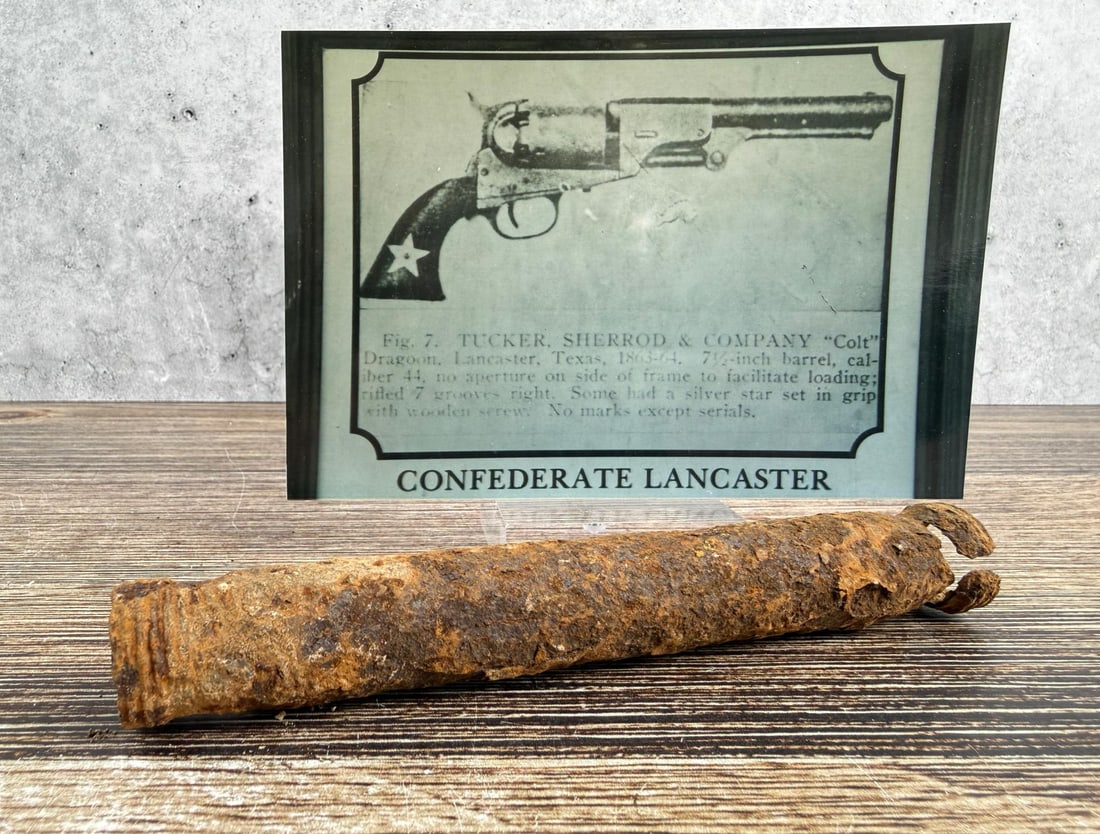 Civil War Tucker Sherrard Revolver Relic: 6" long. Tucker Sherrard & Co. Lancaster Texas. Provenance: EX-Texas Civil War Museum, Fort Worth TX. Tucker, Argyle William (1832?1910). Argyle William Tucker, early settler, was born to Laban E. and