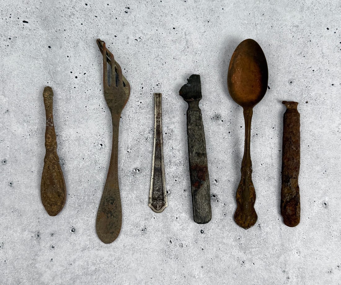Civil War Tucker Sherrard Cutlery Relics: Largest is 6 1/4" long. Tucker Sherrard & Co. Lancaster Texas. Provenance: EX-Texas Civil War Museum, Fort Worth TX. Tucker, Argyle William (1832?1910). Argyle William Tucker, early settler, was born 