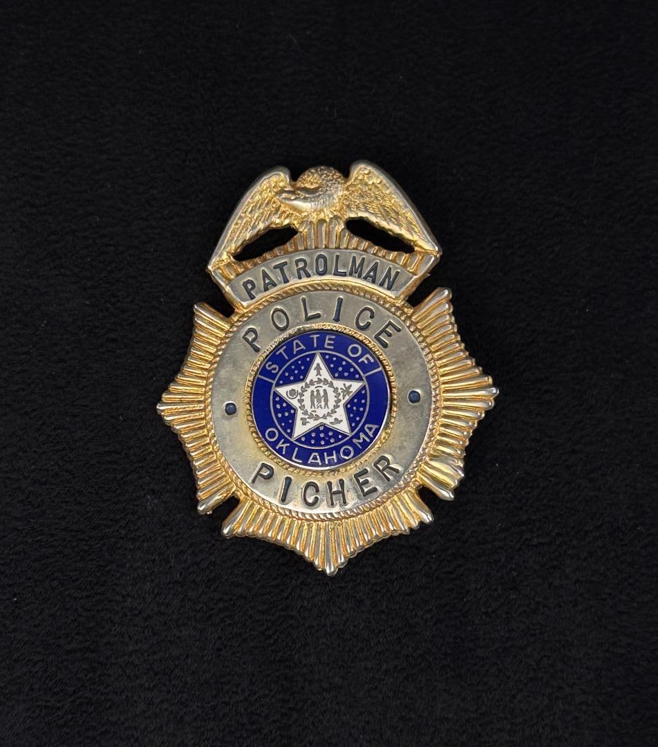 Picher Oklahoma Ghost Town Police Badge: 2 1/2" long. Picher is a ghost town and former city in Ottawa County, northeastern Oklahoma, United States. It was a major national center of lead and zinc mining for more than 100 years in the center