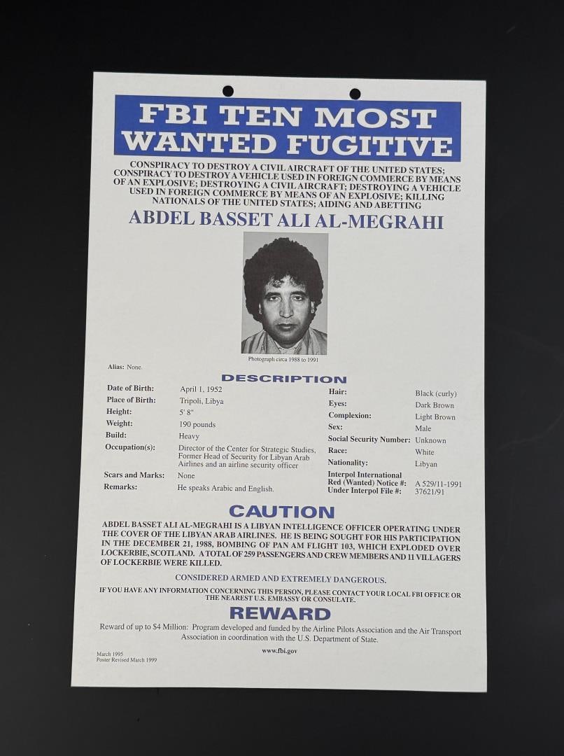 FBI Ten Most Wanted Al Megrahi Poster (1 of 3)